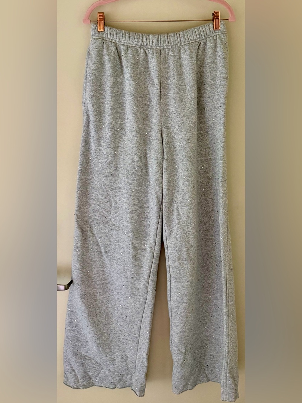 Good American Crystal Embellished Wide Leg Sweatpants in Gray Size M Women’s - Picture 4 of 6